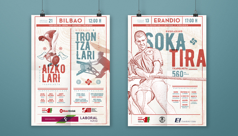 Linea gráfica carteles de la federación vizcaína de juegos y deportes vascos by Ibone Txertudi - Creative Work