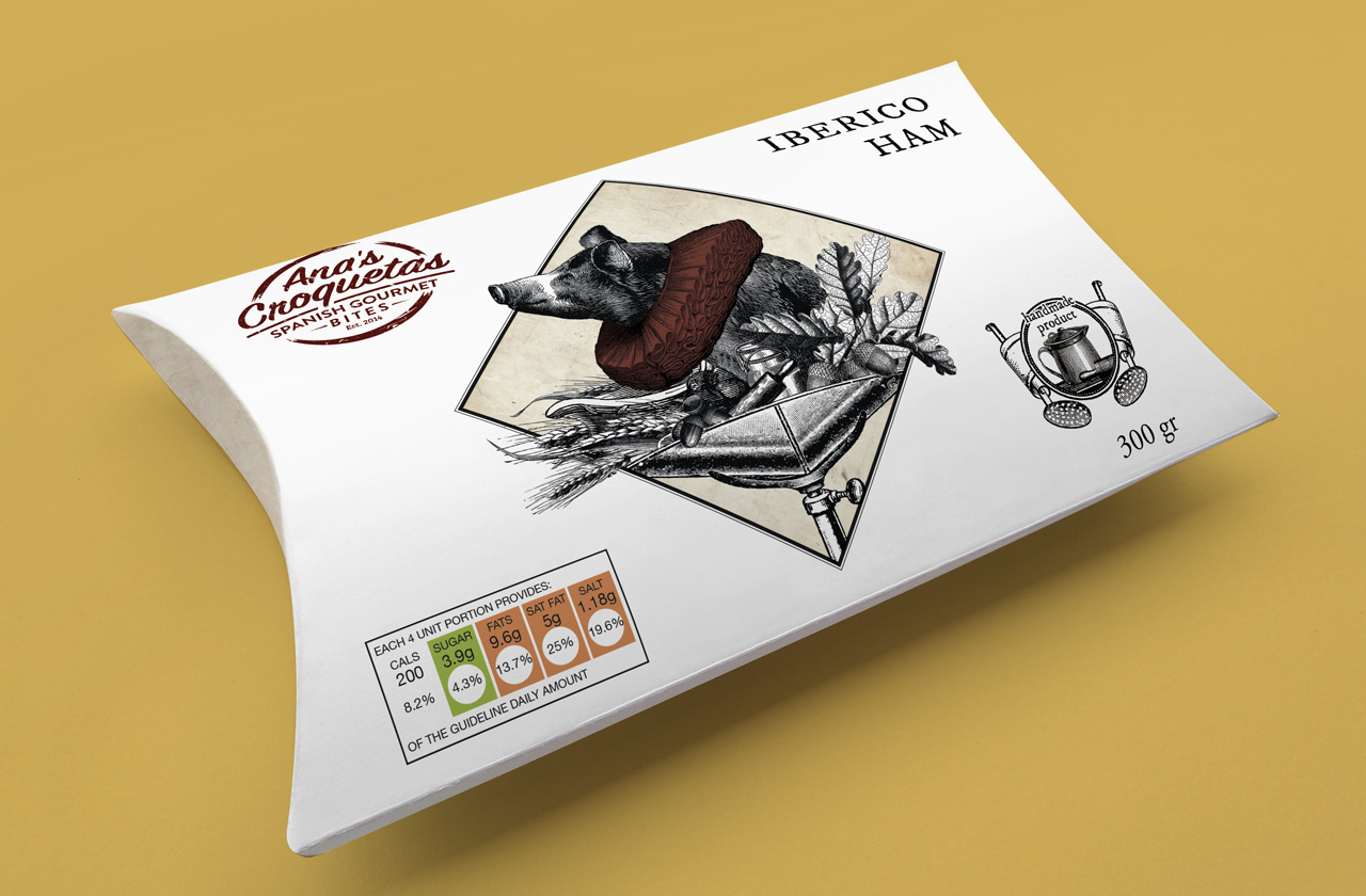 Croquetas Ana: ilustración y diseño gráfico del packaging by celsius pictor - Creative Work - $i