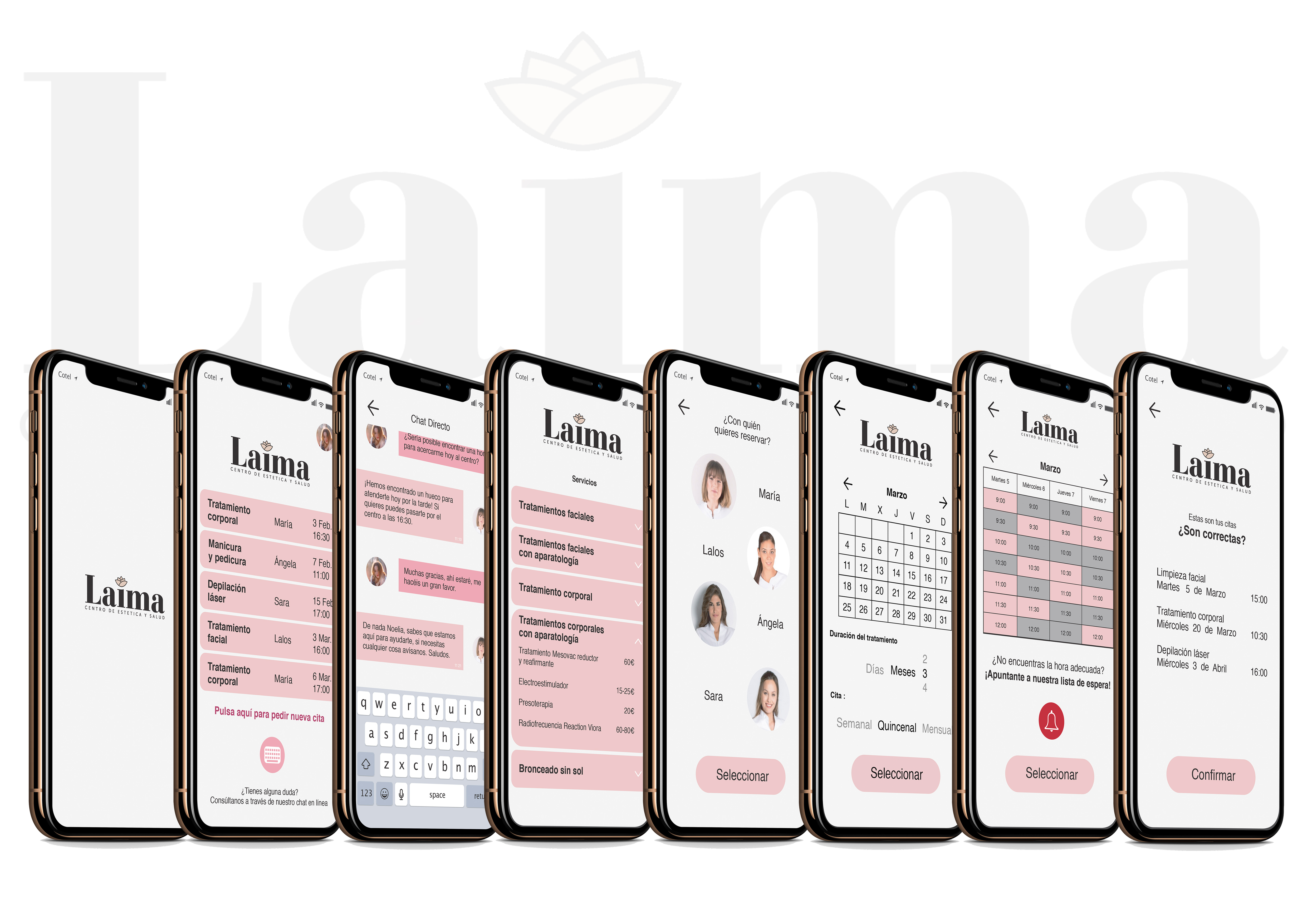 App reservas para centro de estética Laima by Carlos Giralt - Creative Work