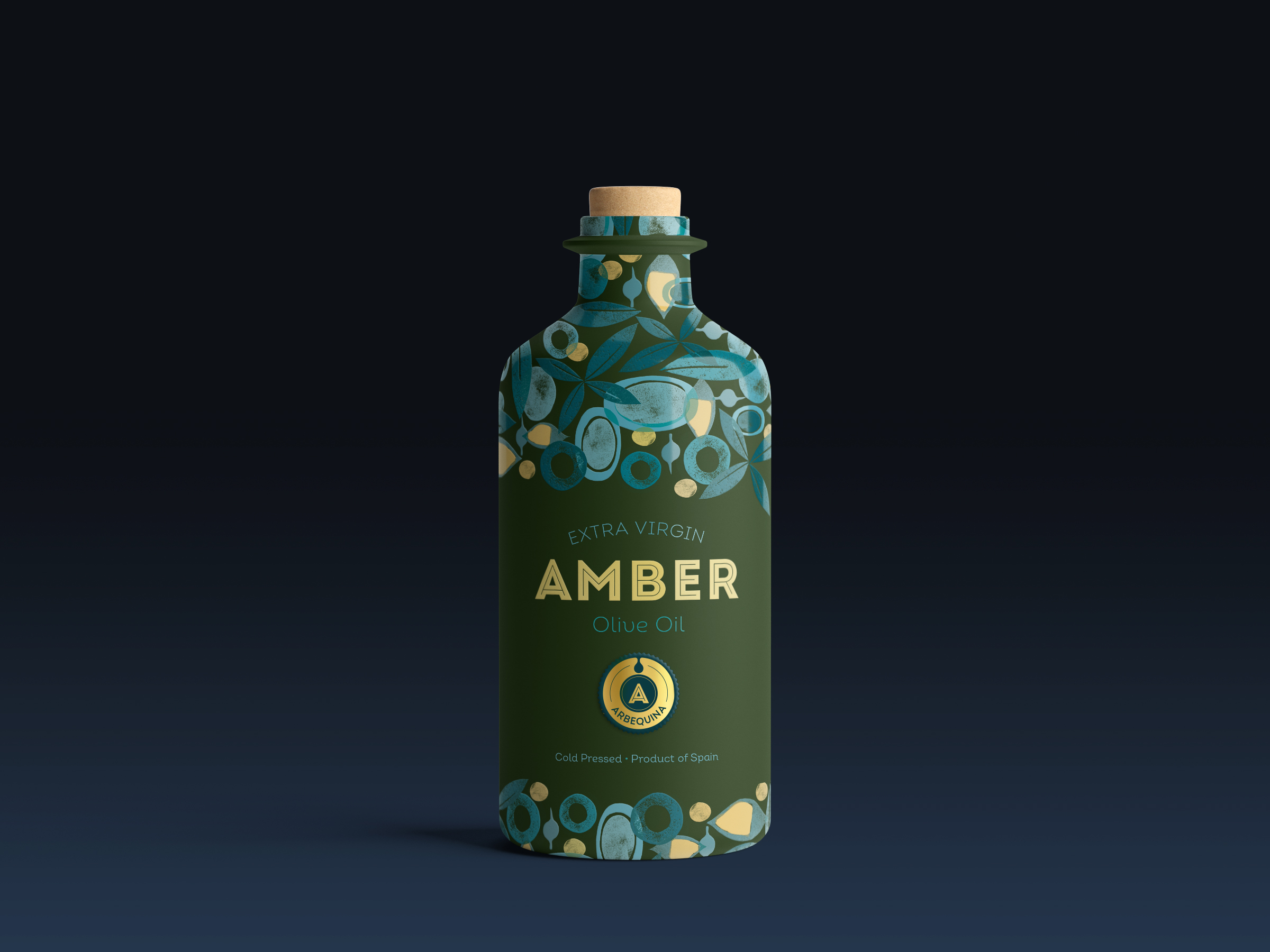 Gorgeous design of olive oil bottles for Amber by Tea for two  - Creative Work