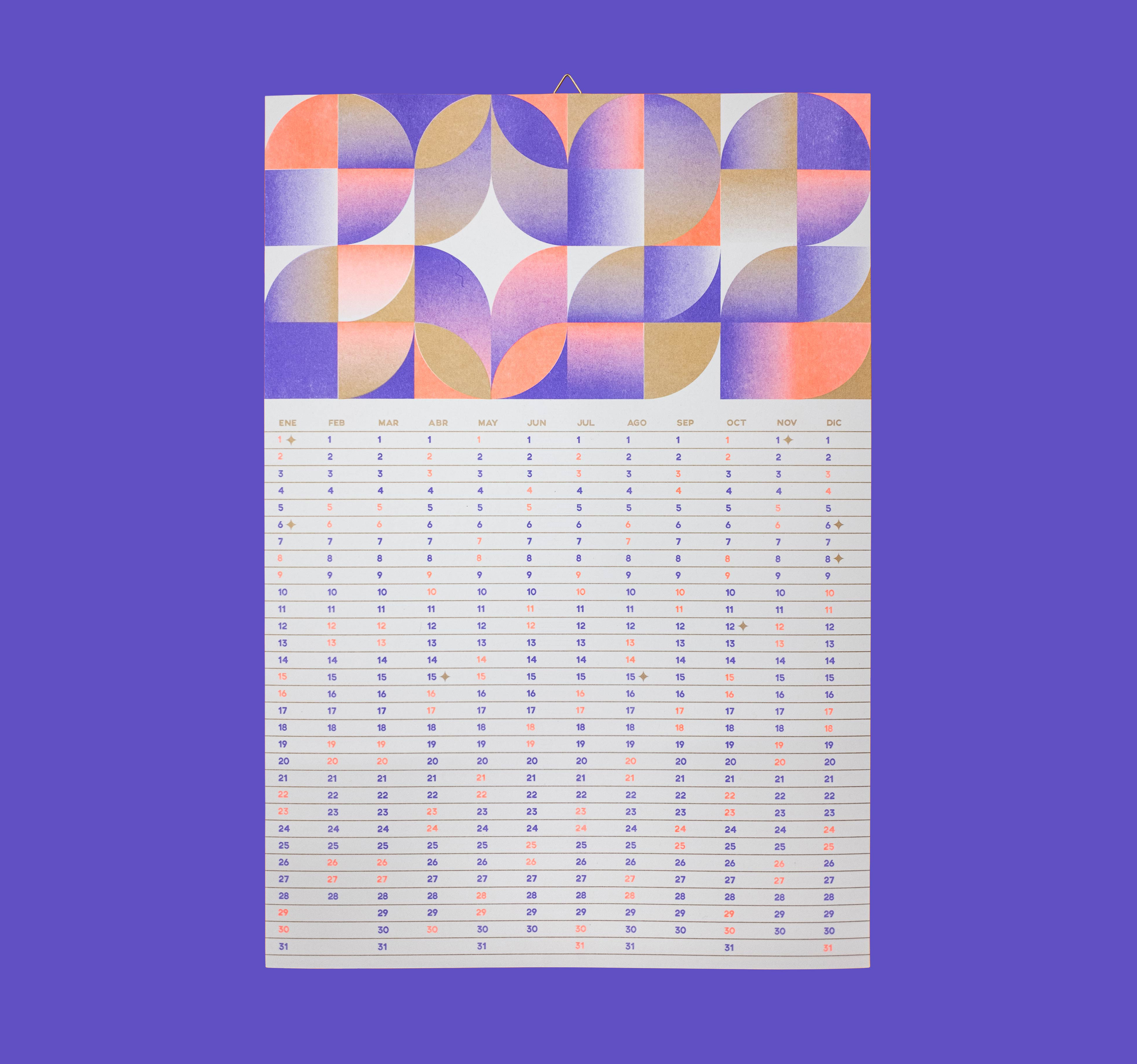 Risograph calendar 2022 by Hermes Grau, Clara Briones, Antton Ugarte - Creative Work - $i