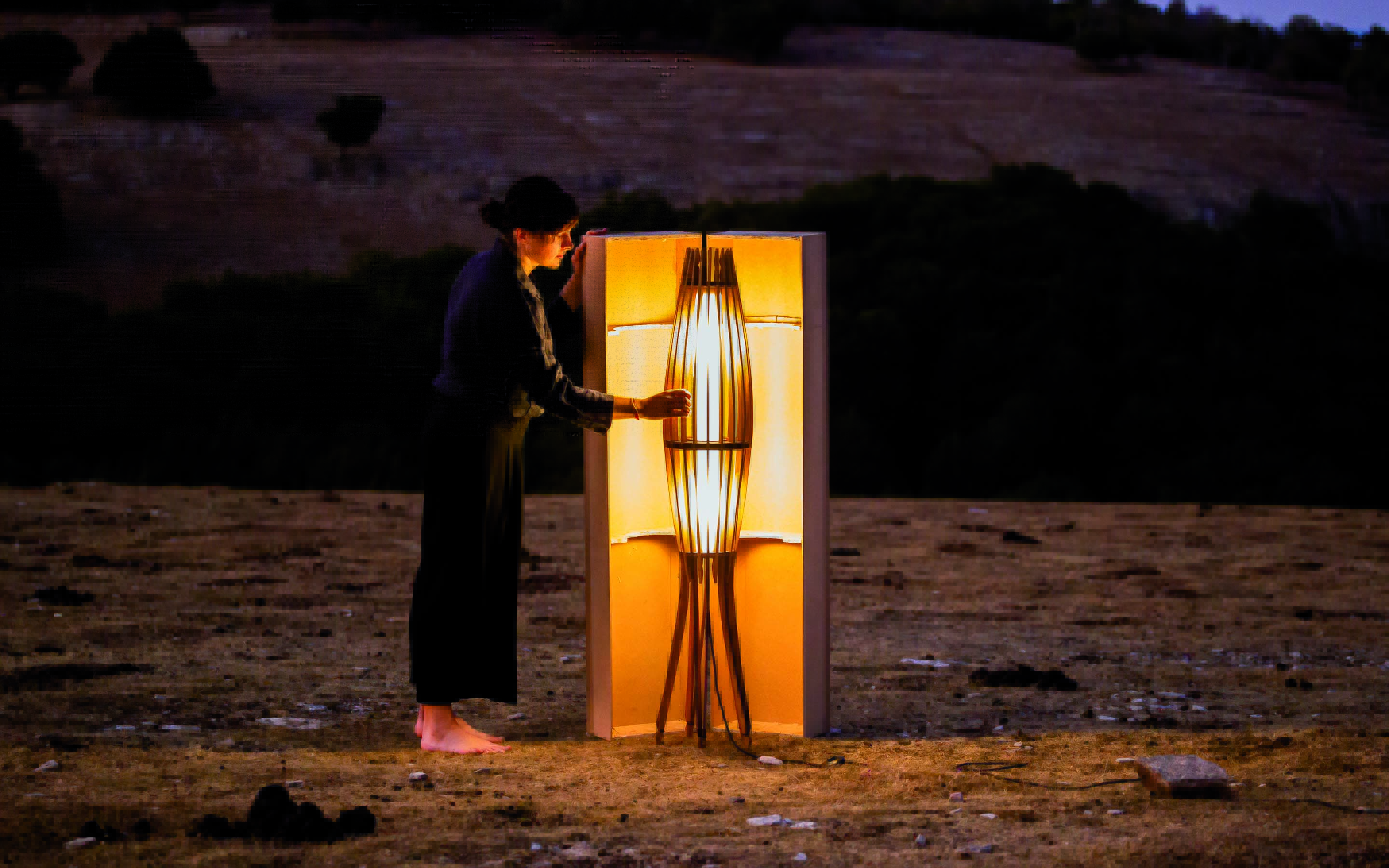 Laika - Lámpara hecha con roble de barrica de vino  by Amaia & Jesus Prieto  - Creative Work - $i
